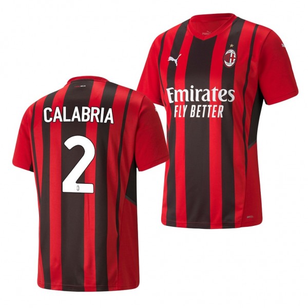Men's Davide Calabria AC Milan Home Jersey Replica Red Black 2021-22