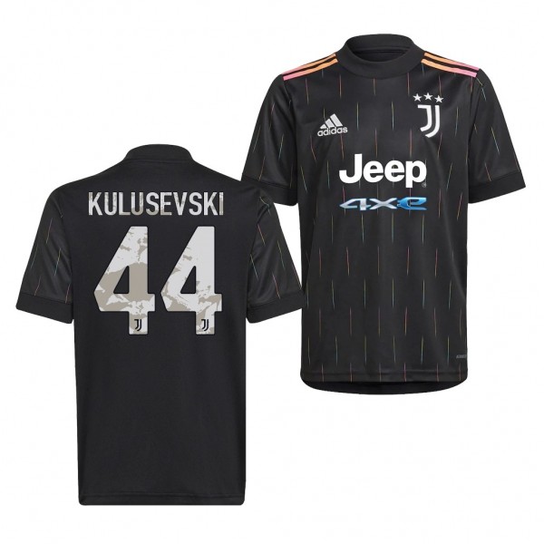 Men's Dejan Kulusevski Juventus 2021-22 Away Jersey Black Replica