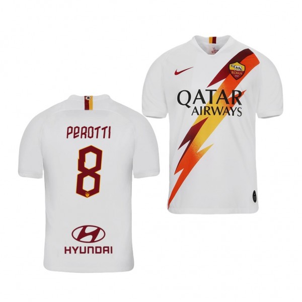 Men's AS Roma Diego Perotti 19-20 White Away Jersey For Cheap