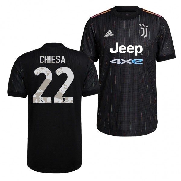 Men's Federico Chiesa Jersey Juventus Away Black 2021-22 Authentic