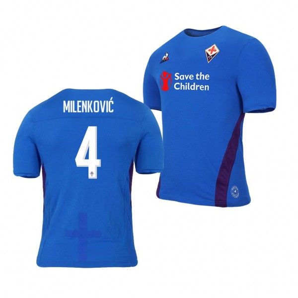 Men's Fiorentina Nikola Milenkovic Away Blue Jersey