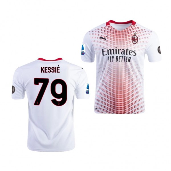 Men's Franck Kessie AC Milan Away Jersey White 2021 Short Sleeve