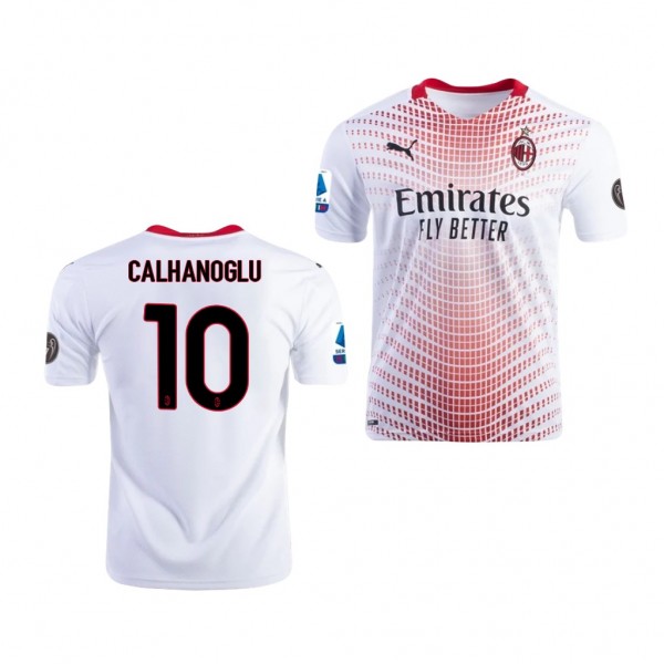 Men's Hakan CalhanoGlu AC Milan Away Jersey White 2021 Short Sleeve