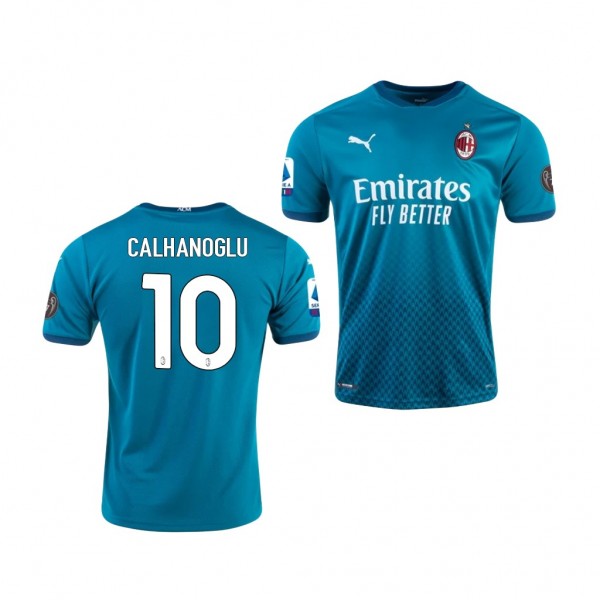 Men's Hakan CalhanoGlu AC Milan Third Jersey Blue 2021 Short Sleeve