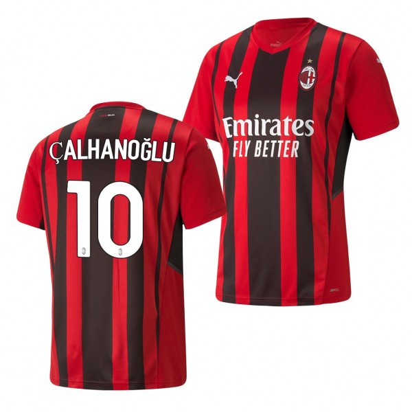 Men's Hakan CalhanoGlu AC Milan Home Jersey Replica Red Black 2021-22