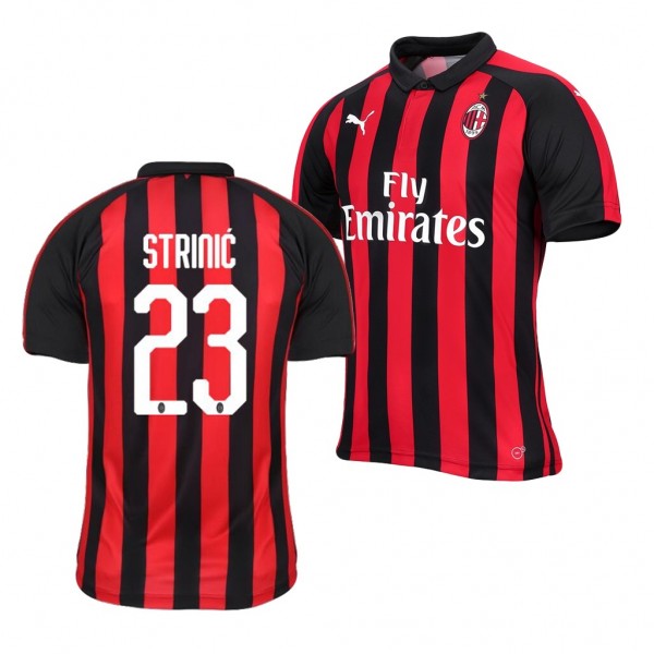 Men's AC Milan Home Ivan Strinic Jersey Red Black