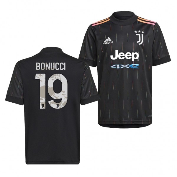 Men's Leonardo Bonucci Juventus 2021-22 Away Jersey Black Replica
