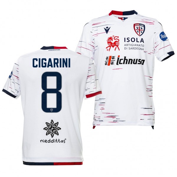 Men's Cagliari Calcio Luca Cigarini Away White Jersey 19-20