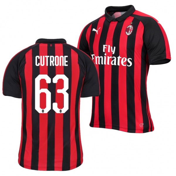 Men's AC Milan Home Patrick Cutrone Jersey Red Black