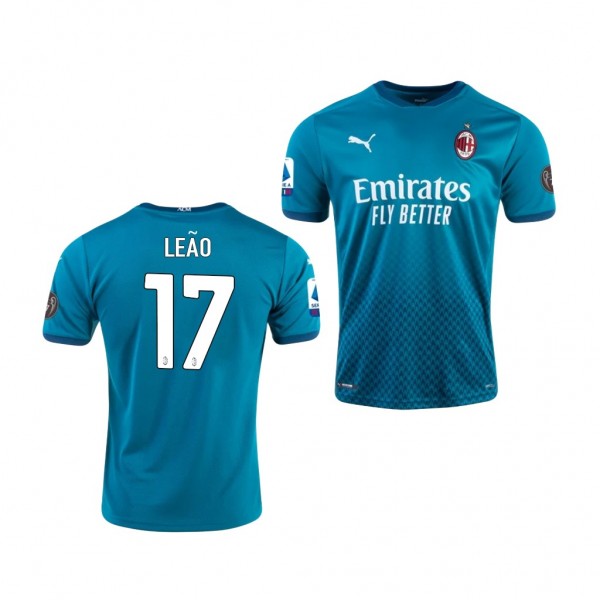 Men's Rafael Leao AC Milan Third Jersey Blue 2021 Short Sleeve