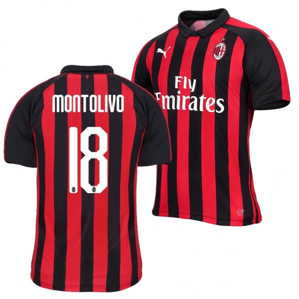 Men's AC Milan Home Riccardo Montolivo Jersey Red Black
