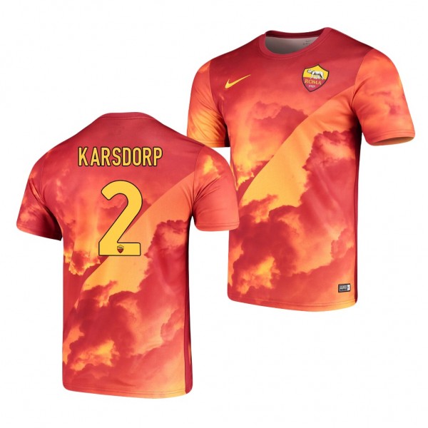 Men's Rick Karsdorp AS Roma Pre-Match Jersey Red Gold