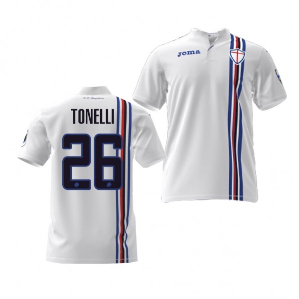 Men's Sampdoria Lorenzo Tonelli Away White Jersey