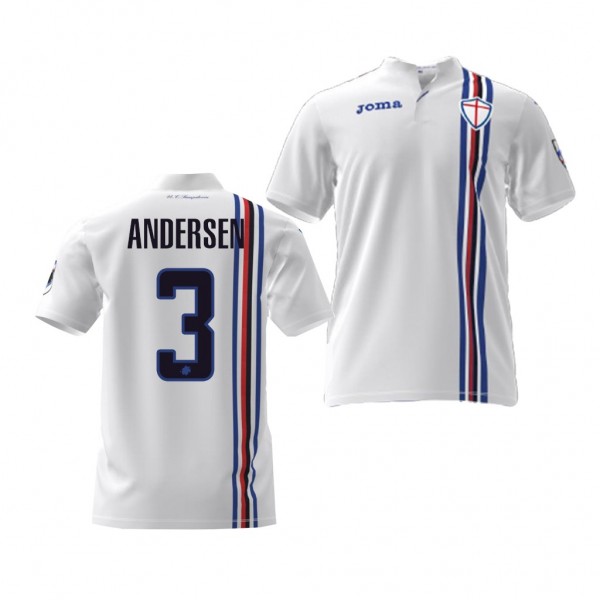 Men's Sampdoria Joachim Andersen Away White Jersey