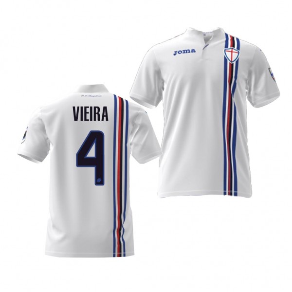 Men's Sampdoria Ronaldo Vieira Away White Jersey