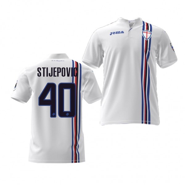 Men's Sampdoria Ognjen Stijepovic Away White Jersey