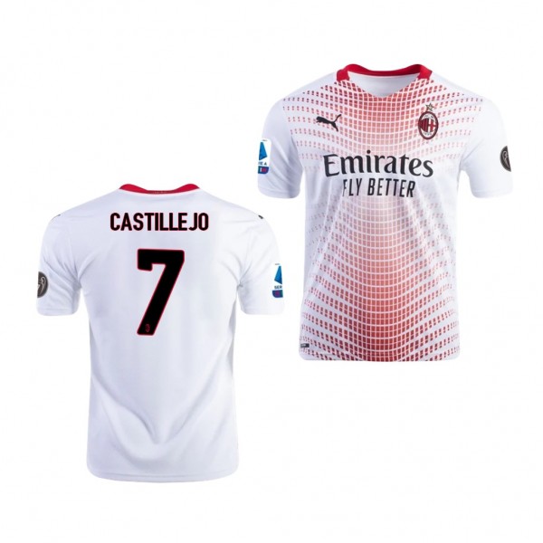 Men's Samu CastilLeao AC Milan Away Jersey White 2021 Short Sleeve