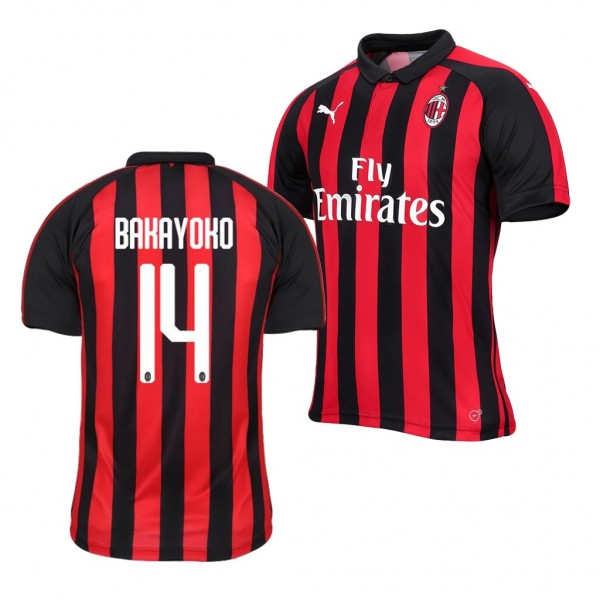 Men's AC Milan Home Tiemoue Bakayoko Jersey Red Black