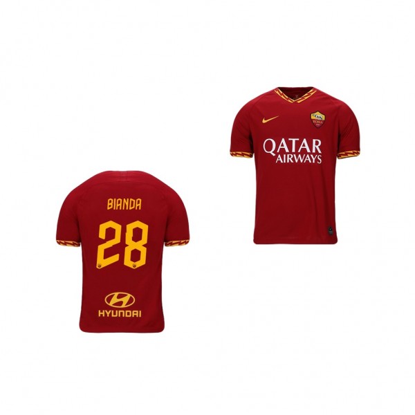 Men's AS Roma William Bianda 19-20 Red Home Jersey Discount