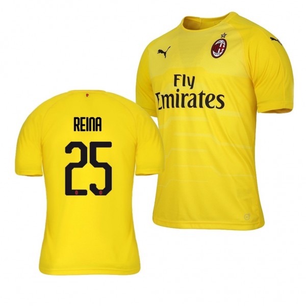 Men's AC Milan Pepe Reina 18-19 Goalkeeper Official Yellow Jersey